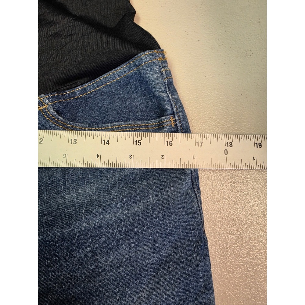 Isabel Maternity Flare Jeans Medium Wash Over Belly Crossover Panel Size 6‎ NEW - Picture 4 of 6